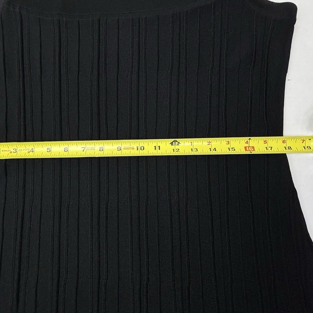 Misook Santana Knit Black‎ Dress Ribbed 14 16 Large Sleeveless Fit Flare EUC - Picture 5 of 9
